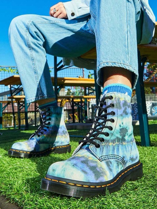 Dr. Martens Shoes - Dr. Martens 1460 Pascal Blue Tie Dye Leather Lace Up Boots Size 6 Grunge Punk